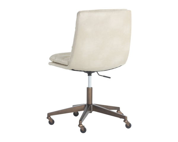 Sunpan Stinson Office Chair - Luxurious Comfort With Antique Brass Base And Easy Mobility For Your Workspace Cream Faux Leather 111972