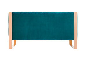 English Elm Trillium Velvet Loveseat with Gold Stainless Steel Frame, Vertical Stitching & High-Density Foam Upholstery Teal B365P398093