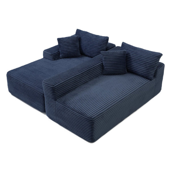 English Elm 105'' Modular Cloud Sectional with Deep Corduroy Cushions for Living Room Lounging W1117S00334