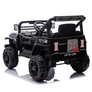 English Elm 12v Kids Electric Ride on Truck with Parental Remote Four Wheel Suspension and Led Lights Black W1578P187459