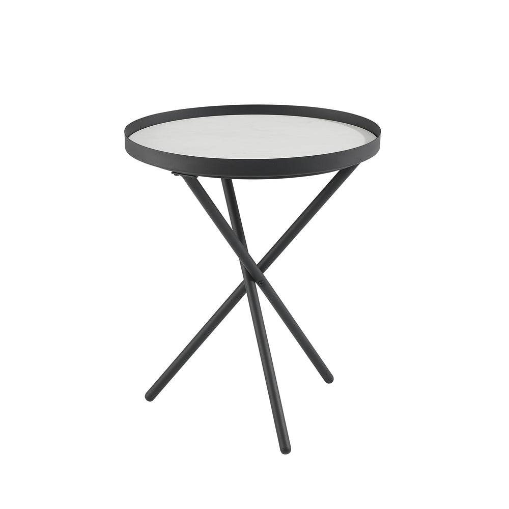 English Elm Walker Edison - Contemporary Faux Marble Gallery-Top Side Table with Glossy Moisture-Resistant Top, Lightweight Steel Base B185P168906