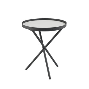 English Elm Walker Edison - Contemporary Faux Marble Gallery-Top Side Table with Glossy Moisture-Resistant Top, Lightweight Steel Base B185P168906