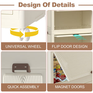 English Elm Portable Kids Wardrobe Cabinet with Magnetic Doors Hanging Rod and Four Cube Storage W2699P210481