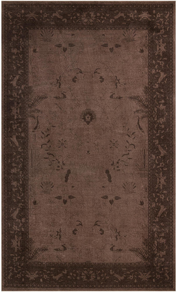 Unique Loom La Jolla Floral Machine Made Floral Rug Brown, Beige/Brown 10' 6" x 16' 5"