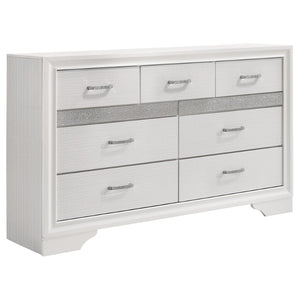 English Elm Corbin Queen Bedroom Set with Crystal Pulls Metallic Trim and Footboard Storage Drawers B062S00788