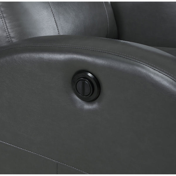 English Elm Meglia Grey Power Recliner Chair with Faux Leather Upholstery, Button Controls & Rounded Arms for Modern Comfort B062P299795
