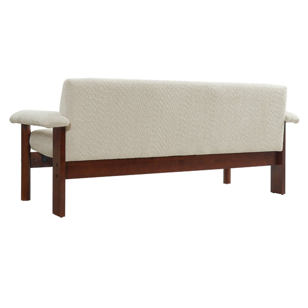 English Elm Modern Berber Fleece 2 Seat Loveseat Rubberwood Base Plush Armrest Couch for Apartments N763S000050A
