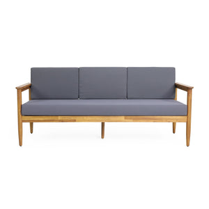 English Elm Christopher Knight Home® - GAVIN Dark Grey 3-Seater Sofa - Acacia Wood Frame, Water-Resistant Cushions, Slat Design, 76.5" 67310.00DGRY