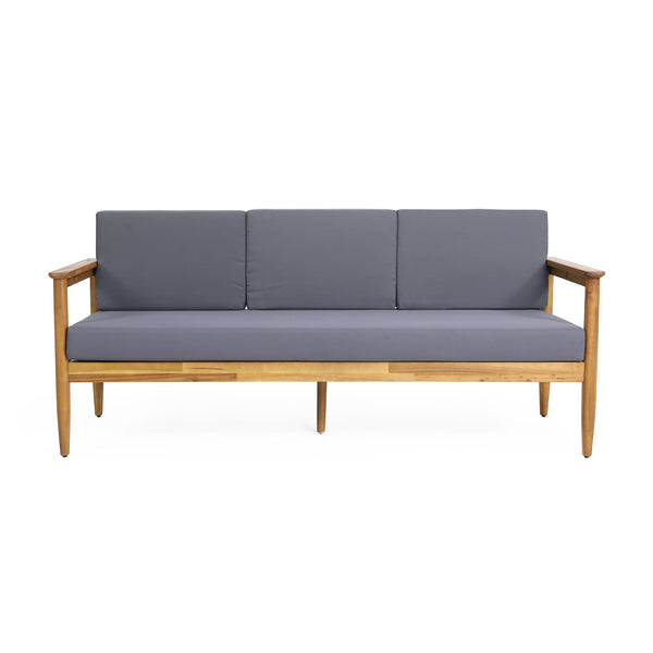 English Elm Christopher Knight Home® - GAVIN Dark Grey 3-Seater Sofa - Acacia Wood Frame, Water-Resistant Cushions, Slat Design, 76.5" 67310.00DGRY