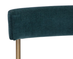 Sunpan SENECA Dining Chair – Stylish Antique Brass Frame with Danny Teal Upholstery for Modern Elegance 109133