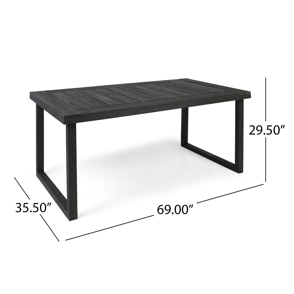 English Elm Christopher Knight Home® - Outdoor 69" Acacia Wood Dining Table with Slatted Top and Weather-Treated Finish for Patios DARK GREY 62617.00SDGRY