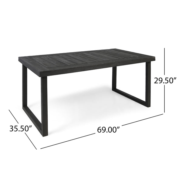 English Elm Christopher Knight Home® - Outdoor 69" Acacia Wood Dining Table with Slatted Top and Weather-Treated Finish for Patios DARK GREY 62617.00SDGRY