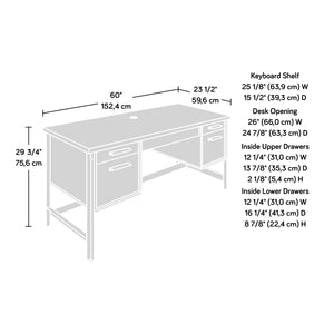 English Elm Computer Desk with Flip-Down Panel and Slide-Out Keyboard Tray, Built-In CPU Storage, Compact Durable Design Brown B356P367788