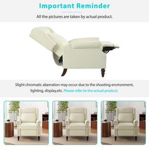 English Elm Christopher Knight Home® - 29.75" Push Back Recliner Chair with Wingback Design, Gourd Wooden Legs, Polyester Upholstery, Cozy Comfort Beige N763P201072A