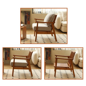 English Elm Cute Fabric Armchair Solid Wood Frame Compact Upholstered Seat for Bedroom or Apartment Grey W2105P420766