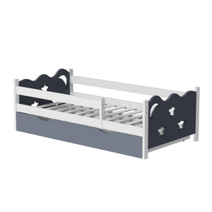 English Elm Kid's Twin Bed Frame Bamboo Mdf Build Star Moon Cutouts White Finish Toddler Bedroom W2992S00005