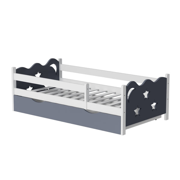 English Elm Kid's Twin Bed Frame Bamboo Mdf Build Star Moon Cutouts White Finish Toddler Bedroom W2992S00005