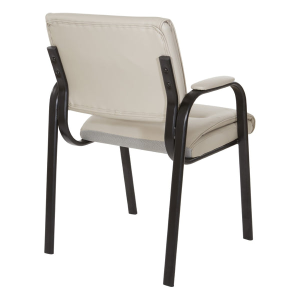 OSP Home Furnishings Guest Chair Faux Leather Office Visitor Seat with Padded Arms and Steel Frame Support Taupe FL10274-U21