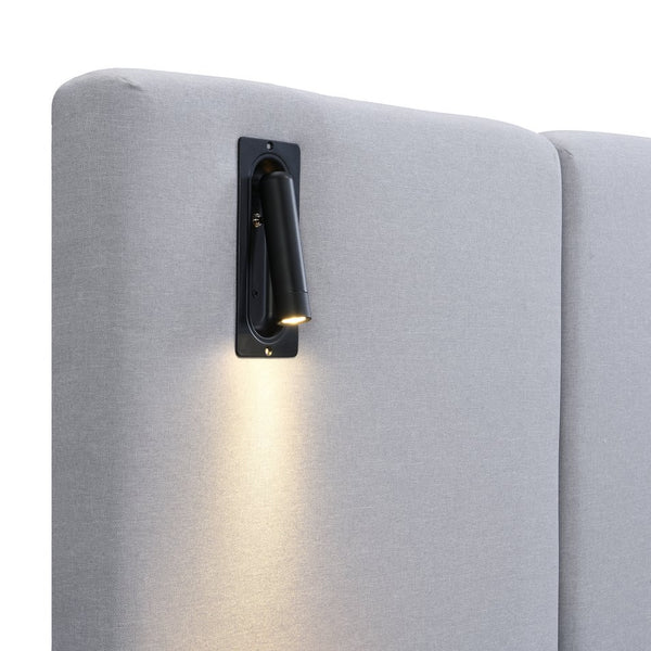 English Elm Christopher Knight Home® - Chic Linen Upholstered Bed With Integrated Lighting & Shelves, Grey, King - Modern Comfort & Style N769P264788K