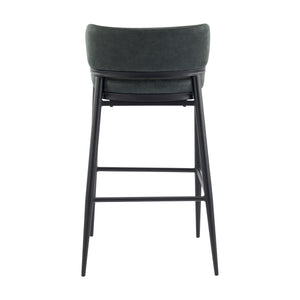 English Elm Christopher Knight Home® - Metal Industrial Leathaire Barstool Set of 2 with Comfortable Seat, Footrest, Non‑Slip Feet, Durable Frame Dark Green N771P247188L