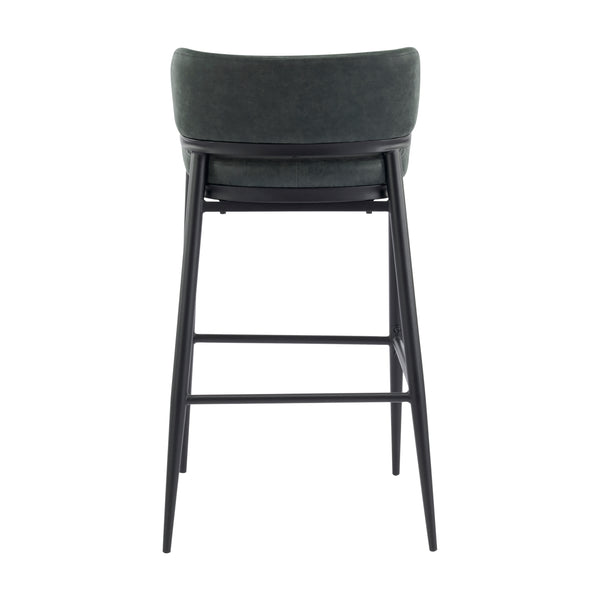 English Elm Christopher Knight Home® - Metal Industrial Leathaire Barstool Set of 2 with Comfortable Seat, Footrest, Non‑Slip Feet, Durable Frame Dark Green N771P247188L