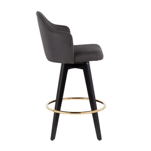 English Elm Fixed-height Swivel Counter Stools with Faux Leather Seats and Chrome Footrest Set of 2 Charcoal B202S02146