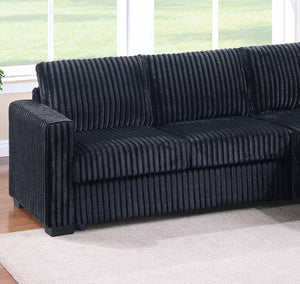 English Elm Modern Corduroy Upholstered L-shape Sectional Sofa with Plush Cushions for Living Room Black B011P430088