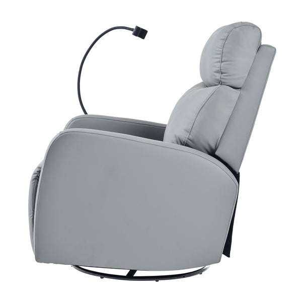 English Elm 270° 270° Power Swivel Recliner Chair with USB Ports, 30° Rocking, 95–150° Recline for Small Spaces Blue Gray W1028S00040