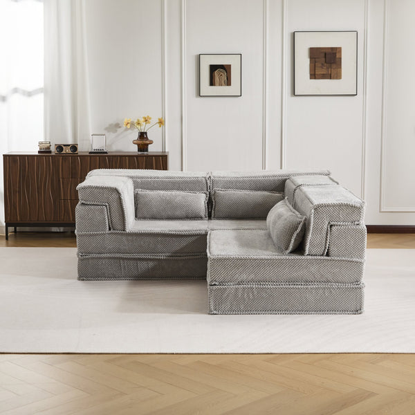 English Elm Compression Mahjong Sofa Bed – Versatile Modular Floor Sofa With No Assembly, Soft Fleece & Pillows W3723S00020