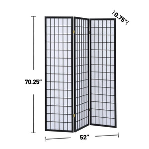 English Elm 3-Panel Folding Shoji Screen Room Divider with Brown Wood Frame for Privacy, Decorative Accent, 72" Black B016P370025