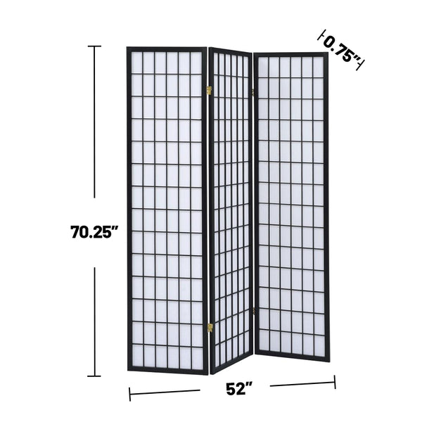 English Elm 3-Panel Folding Shoji Screen Room Divider with Brown Wood Frame for Privacy, Decorative Accent, 72" Black B016P370025