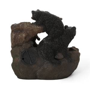 English Elm Christopher Knight Home® - 22.0" Weather-Resistant DATONA Fountain with Bears on Log, Underwater Lights & Pump for Patio Serenity 71778.00LBLK