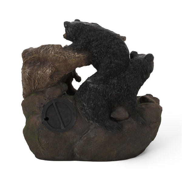 English Elm Christopher Knight Home® - 22.0" Weather-Resistant DATONA Fountain with Bears on Log, Underwater Lights & Pump for Patio Serenity 71778.00LBLK