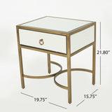 Christopher Knight Home® - Noble House - Siryen Modern Mirror Finished Side Table with Gold Iron Accents