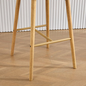 English Elm Modern Linen Upholstered Barstools with Oak Legs Armrests and Footrest for Kitchen Islands Gray W395P396316