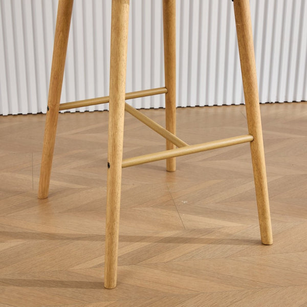 English Elm Modern Linen Upholstered Barstools with Oak Legs Armrests and Footrest for Kitchen Islands Gray W395P396316