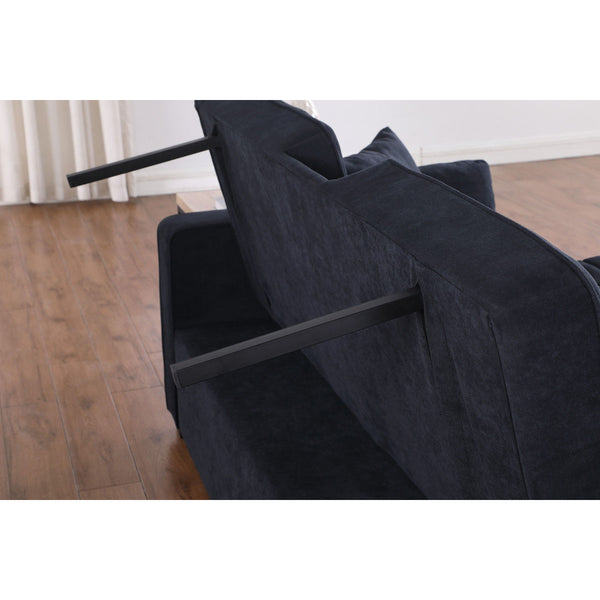 English Elm Woven Convertible Sleeper Loveseat with Dropdown Console, USB Ports, Cup Holders & Storage Pockets - Dark Gray B016S00046