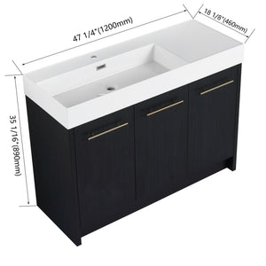 English Elm 48 Inch Freestanding Bathroom Vanity With Integrated Resin Sink & Soft-Close Doors For Storage Solutions W999S00264