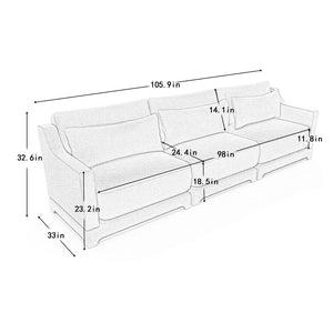 English Elm Three-Seater Sofa With Ergonomic Lumbar Pillow, Chenille Upholstery & Elegant Wooden Base For Comfort W714S01216-GIGA