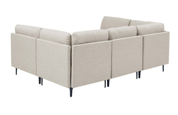 English Elm Linen Upholstered Modular Sectional Sofa with Tall Black Metal Legs for Living Room Almond B2748S00103