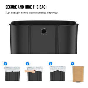 English Elm 13 13 Gallon 50L Stainless Steel Trash Can with Soft-Close Lid, Fingerprint-Proof, Foot Pedal, Large Capacity W1550P154901