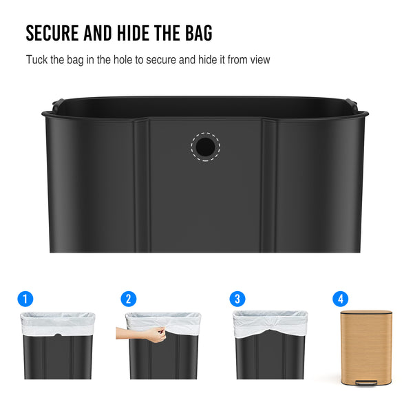 English Elm 13 13 Gallon 50L Stainless Steel Trash Can with Soft-Close Lid, Fingerprint-Proof, Foot Pedal, Large Capacity W1550P154901