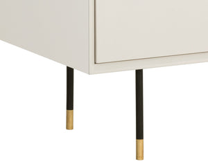 Sunpan Danbury Nightstand - Sleek Modern Design with Pull-Drawer, Rustic Bronze Accents, and Gold Caps Modern Cream