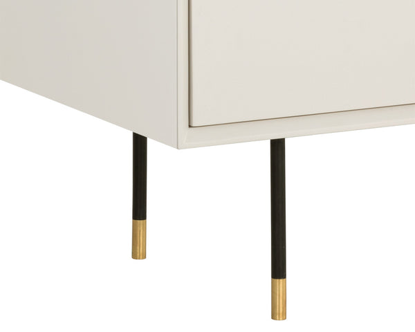 Sunpan Danbury Nightstand - Sleek Modern Design with Pull-Drawer, Rustic Bronze Accents, and Gold Caps Modern Cream