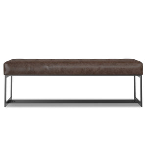 English Elm Penelope Tufted Genuine Leather Bench Ottoman with Black Metal Base for Bedroom B136P436940