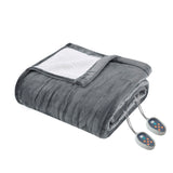 True North by Sleep Philosophy Ultra Soft Casual Plush Reverses to Berber Heated Blanket TN54-0199 Grey