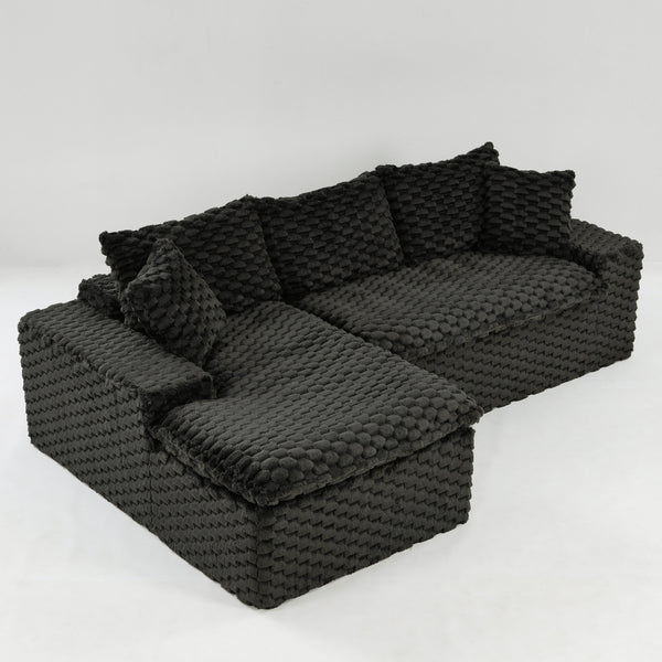 English Elm Black Turtle Velvet Convertible Sofa: Plush Reclining Lounger With Modular Design For Ultimate Comfort W3371S00033