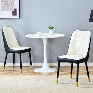 English Elm Modern Two-Tone Pu Dining Chairs Set - Elegant White & Black Upholstery With Gold Accents W1151P217983