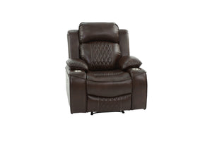 English Elm Power Motion Recliner Chair with USB Cup Holders Wireless Charging Gel Leatherette Brown Comfort B011P205591