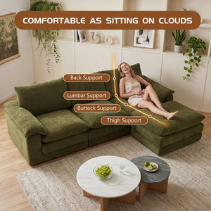 English Elm Modular Cloud Sectional with Ottoman Chenille Deep Seat Lounge Sofa for Living Room W3728S00015